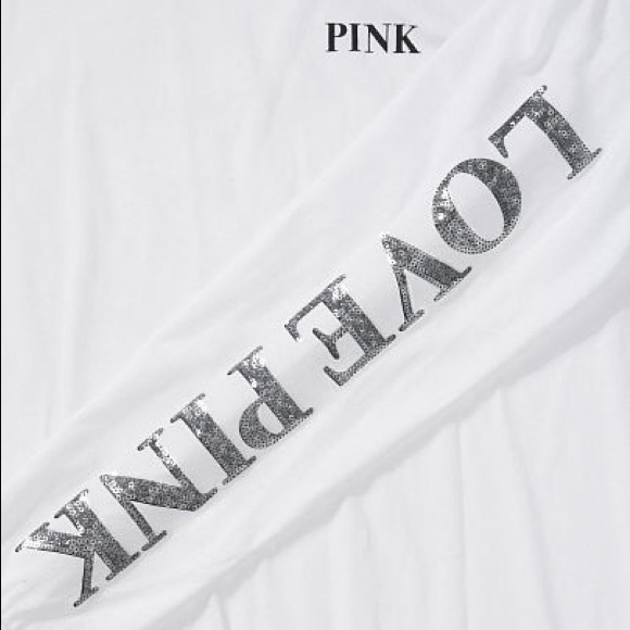 🚫SOLD🚫💗VS PINK WHITE SILVER BLING TEE SHINE - Picture 5 of 6